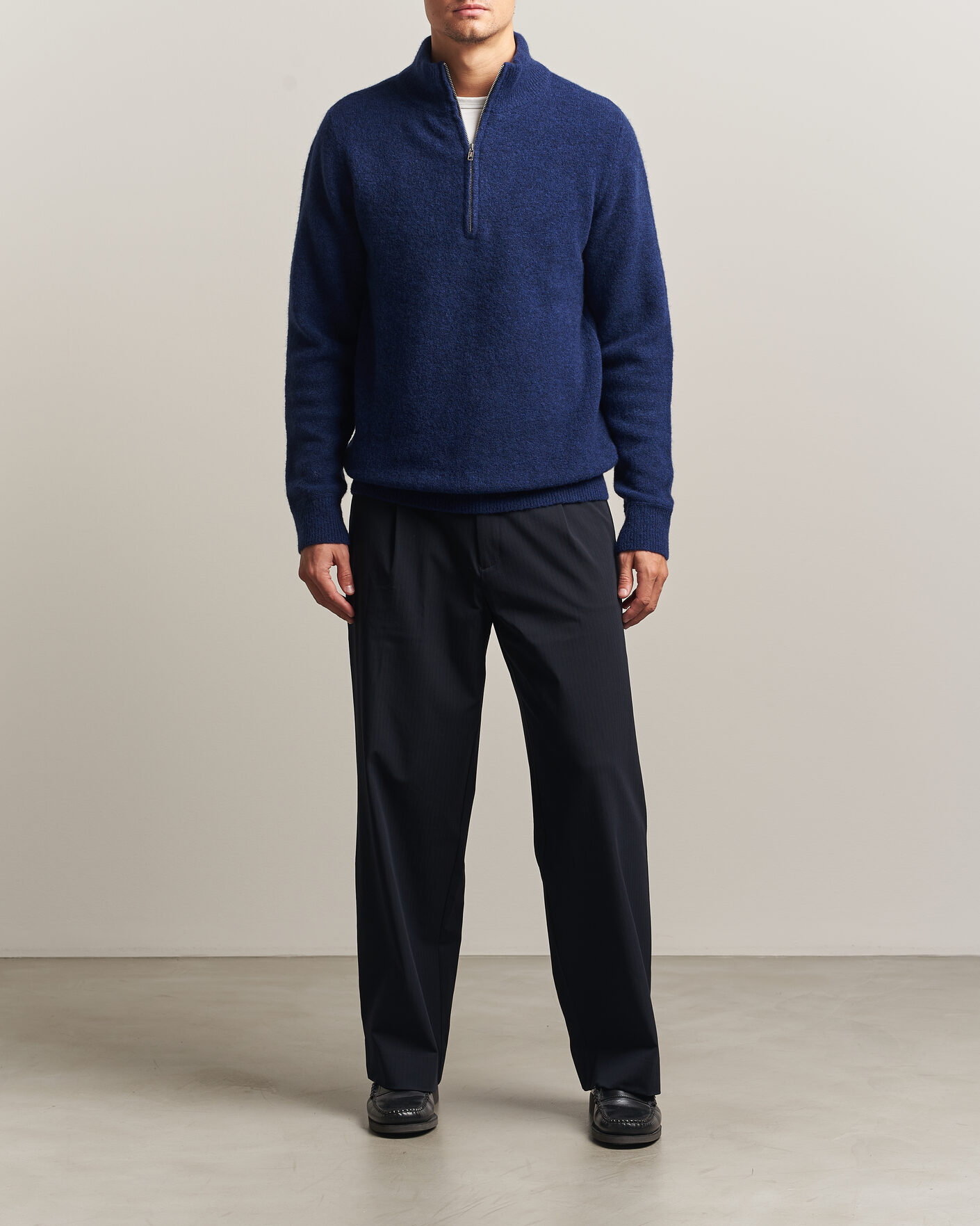 Filippa K Andrew Yak Knitted Half Zip Deep Blue at CareOfCarl.com