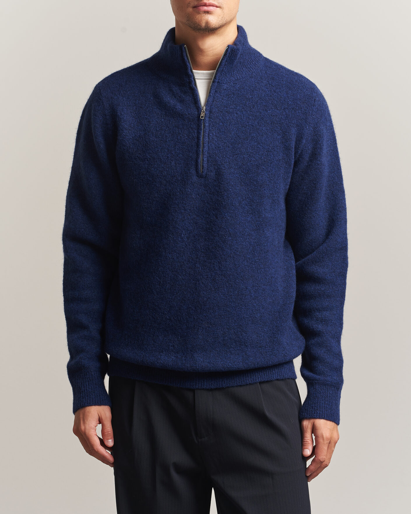Filippa K Andrew Yak Knitted Half Zip Deep Blue at CareOfCarl.com