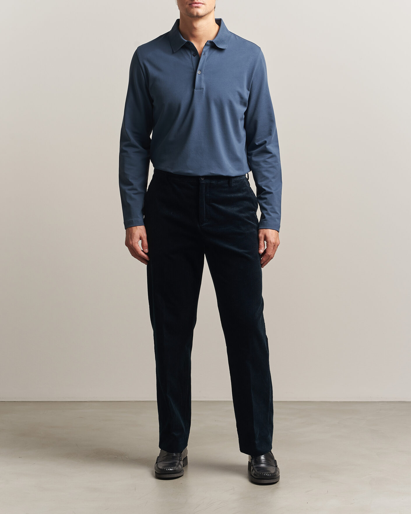 Men | Trousers | Filippa K | Julian Corduroy Chino Trousers Dark Navy