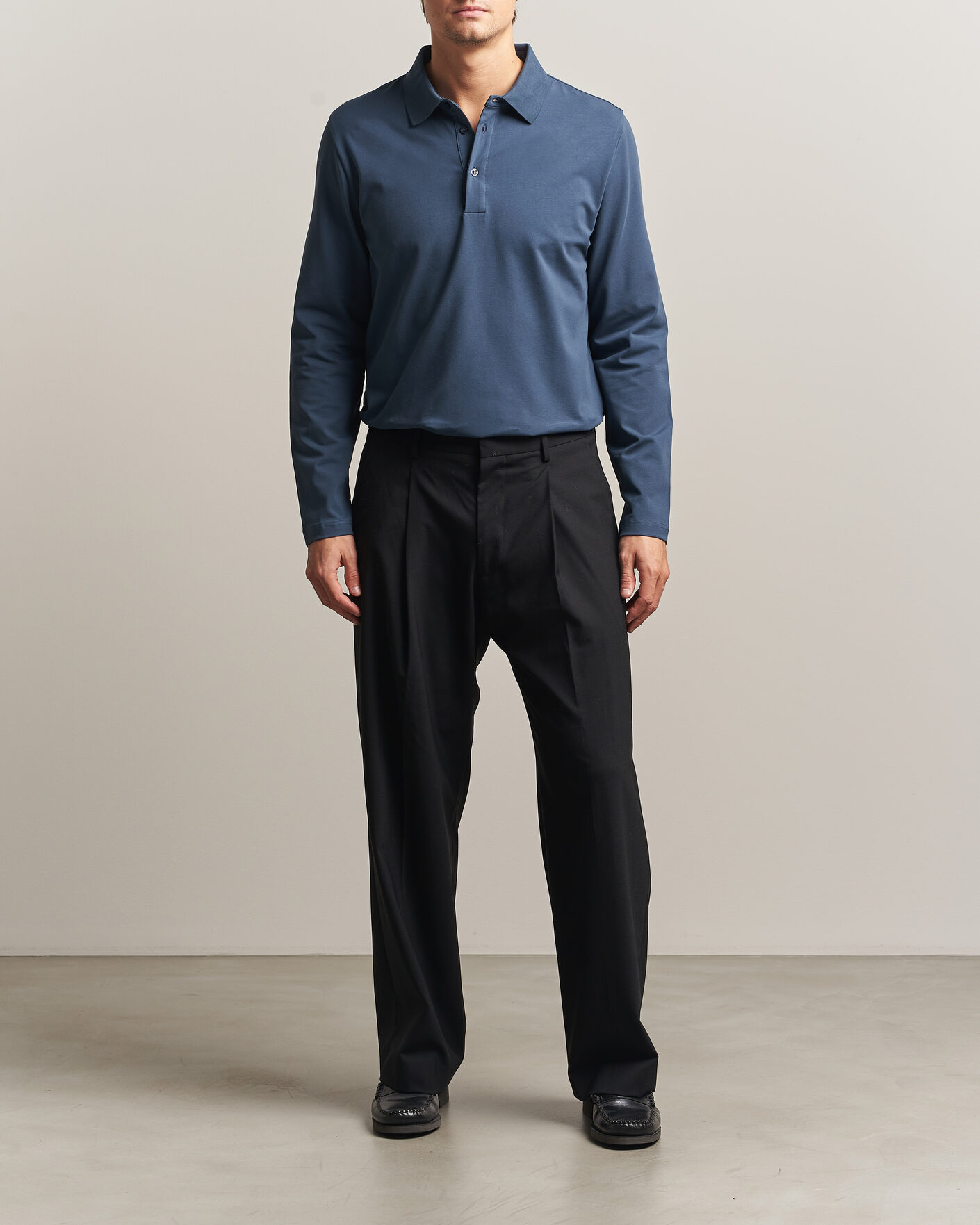 Men | Polo Shirts | Filippa K | Luke Lycra Polo Shirt Stone Blue