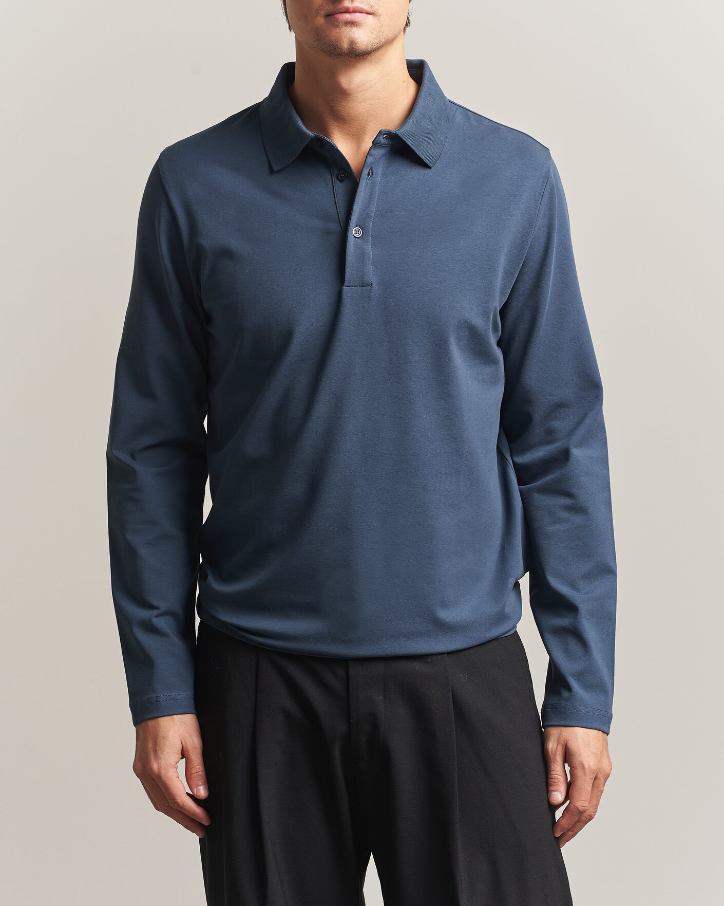 Men | Polo Shirts | Filippa K | Luke Lycra Polo Shirt Stone Blue