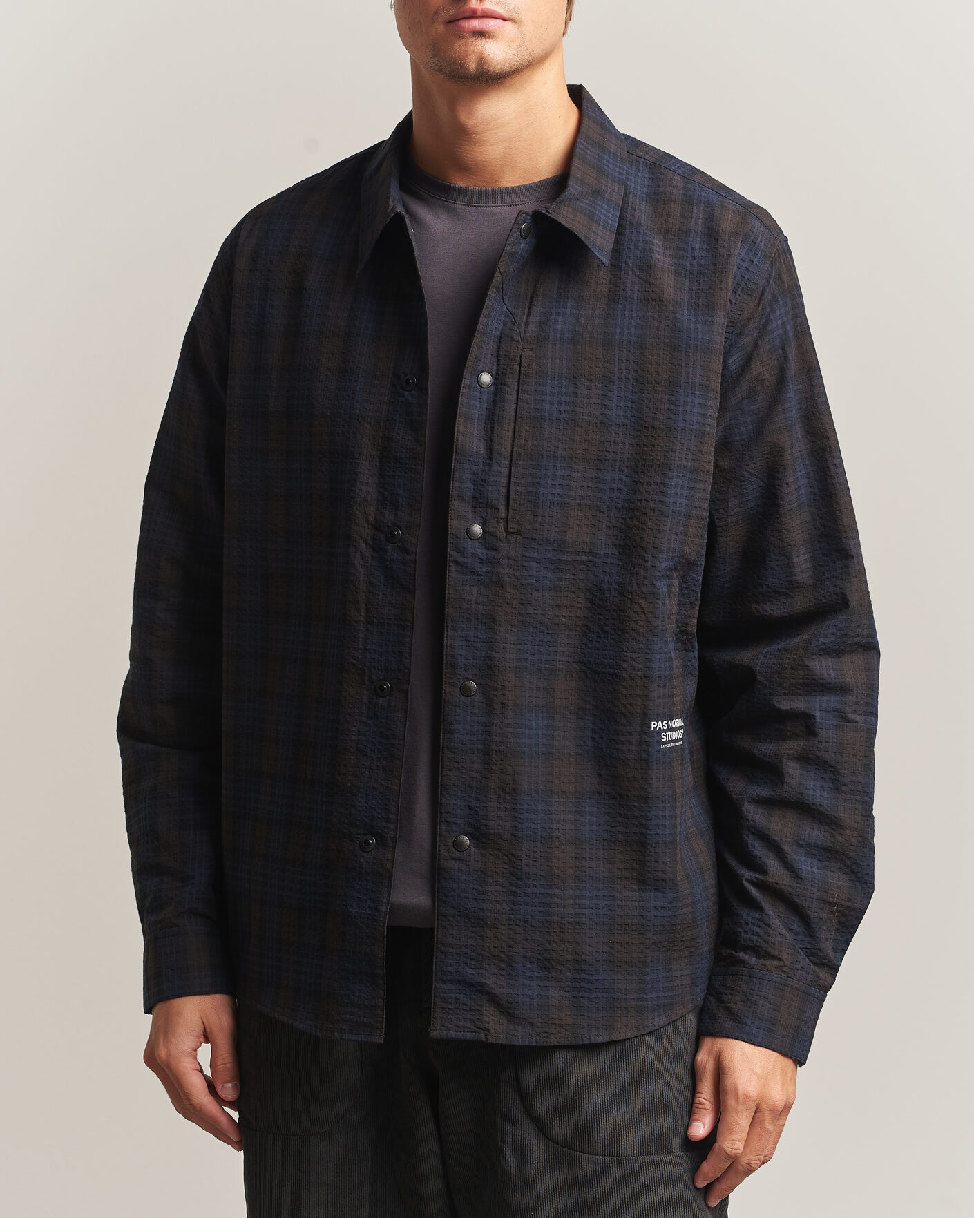 Men | Shirts | Pas Normal Studios | Off-Race Seersucker Shirt Dark Navy