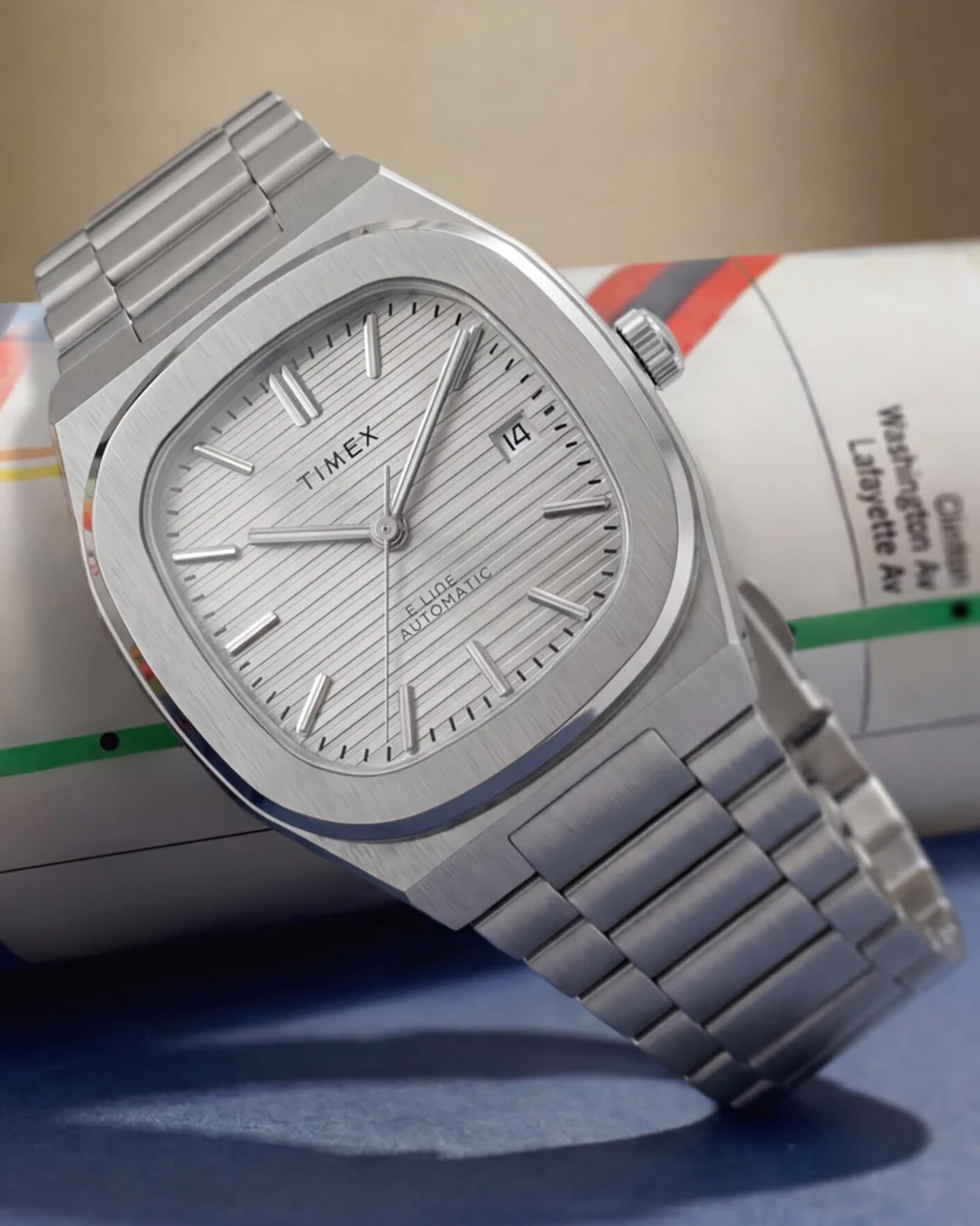 Men | Timex Automatic E Line Stainless Steel 38mm Silver Dial | Timex | Automatic E Line Stainless Steel 38mm Silver Dial