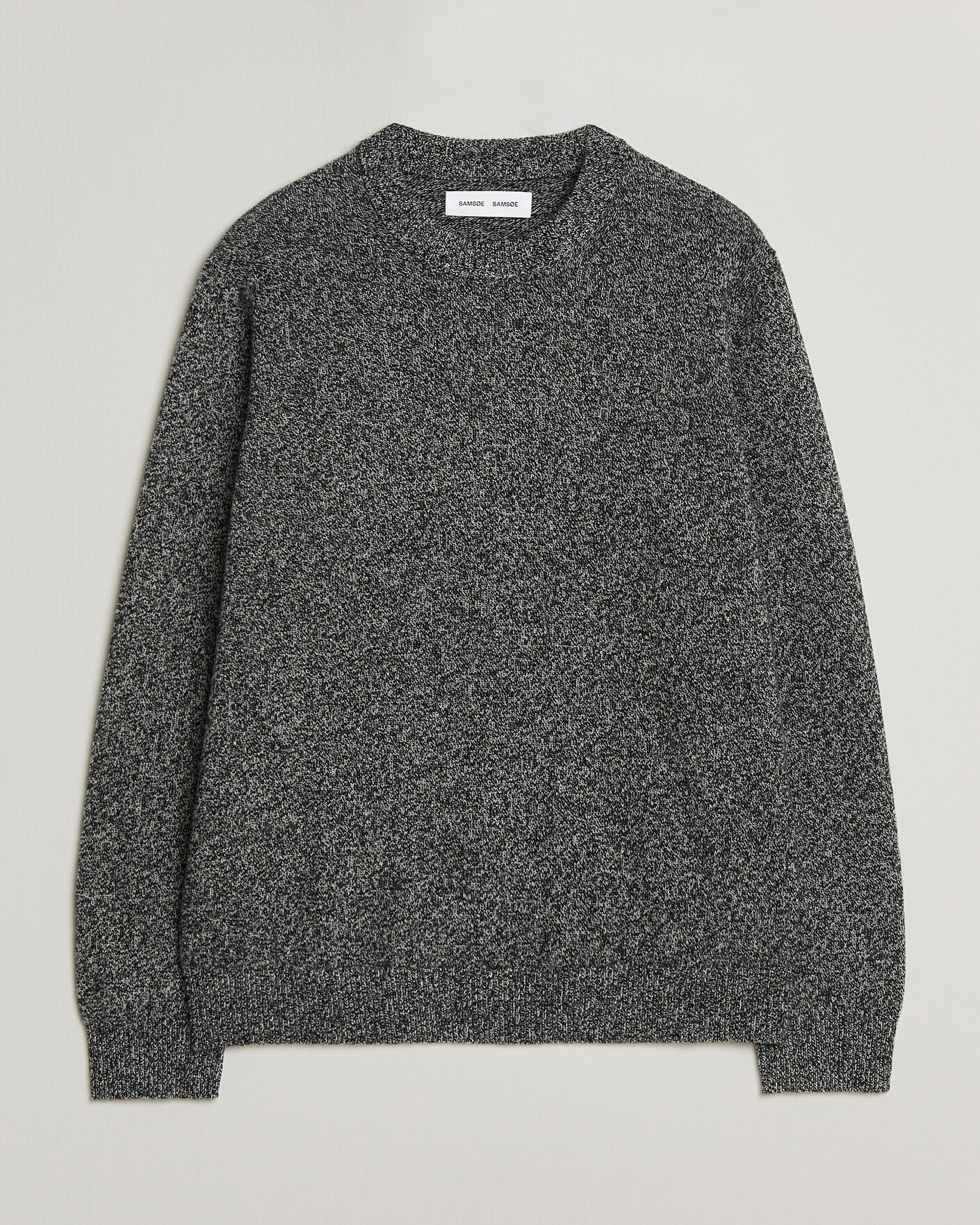Men | Sweaters & Knitwear | Samsøe Samsøe | Isak Knitted Crew Neck Black White Melange