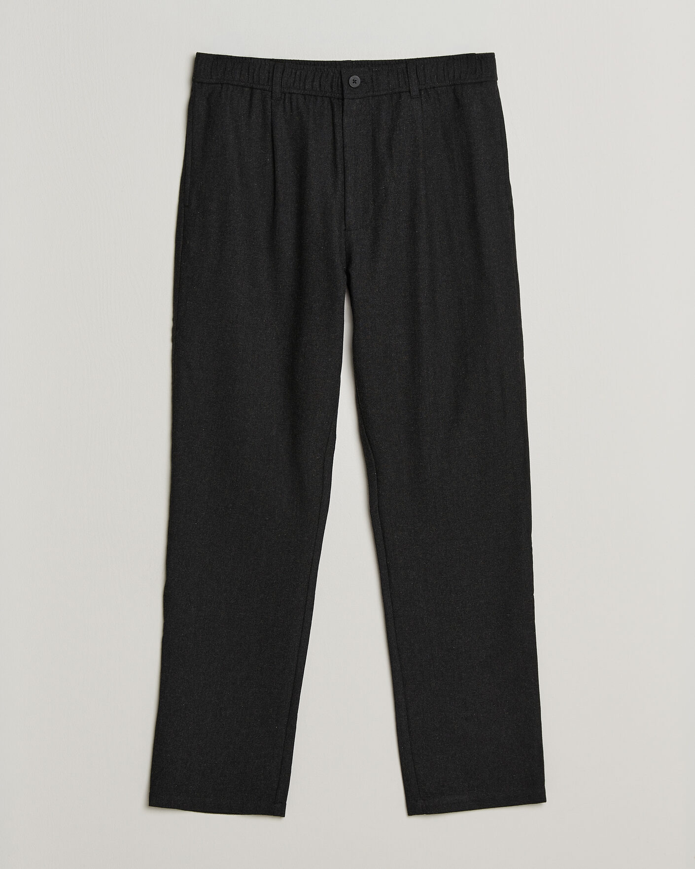 Men | Trousers | Samsøe Samsøe | Bertil Flannel Drawstring Trousers Black Melange