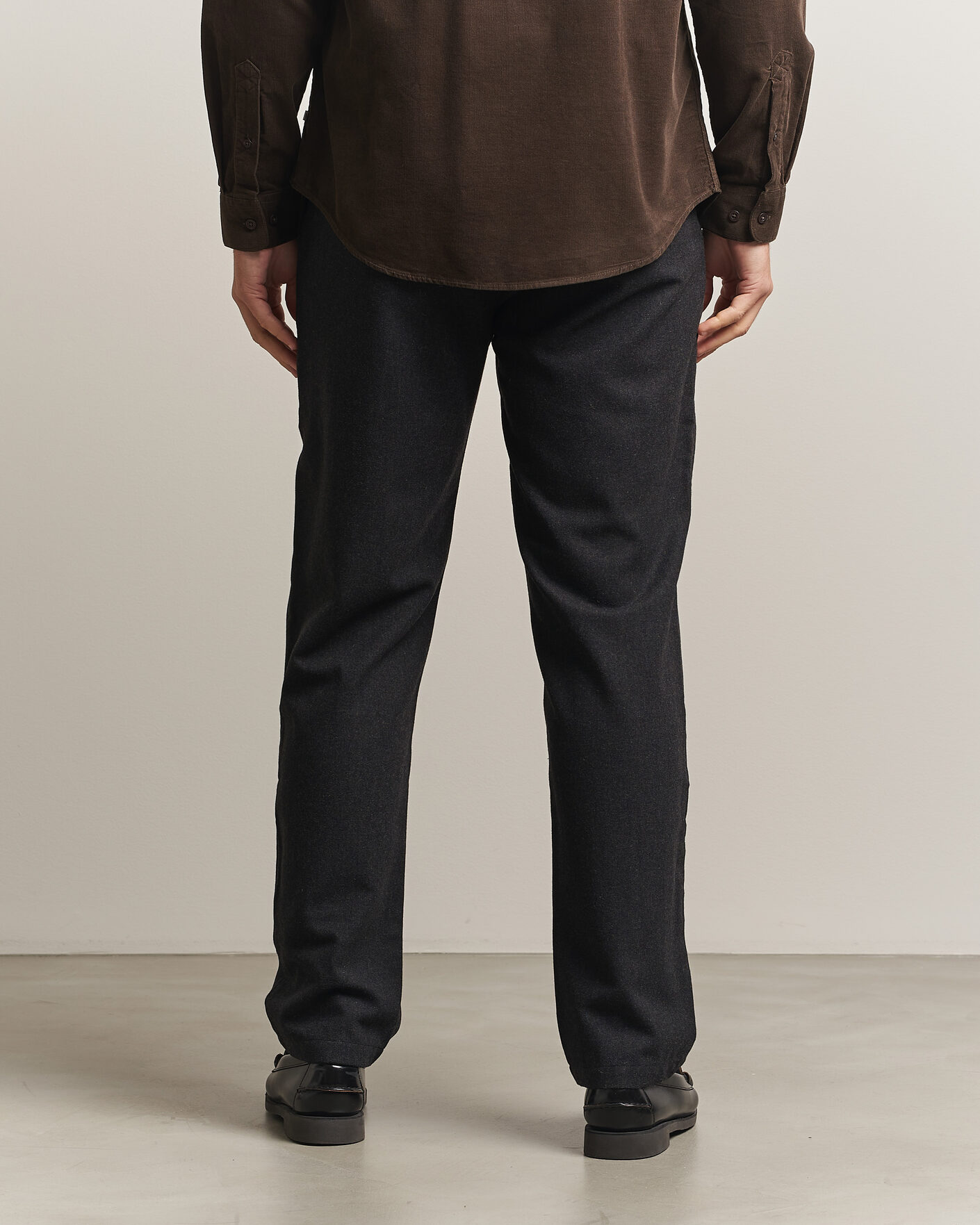 Men | Trousers | Samsøe Samsøe | Bertil Flannel Drawstring Trousers Black Melange