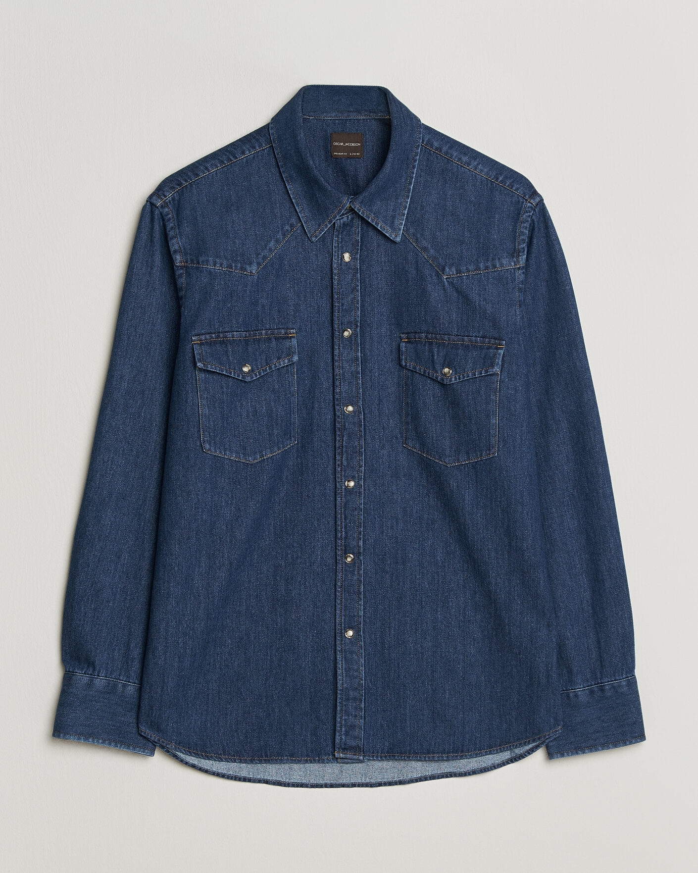 Men | Shirts | Oscar Jacobson | Straight Fit Western Shirt Blue