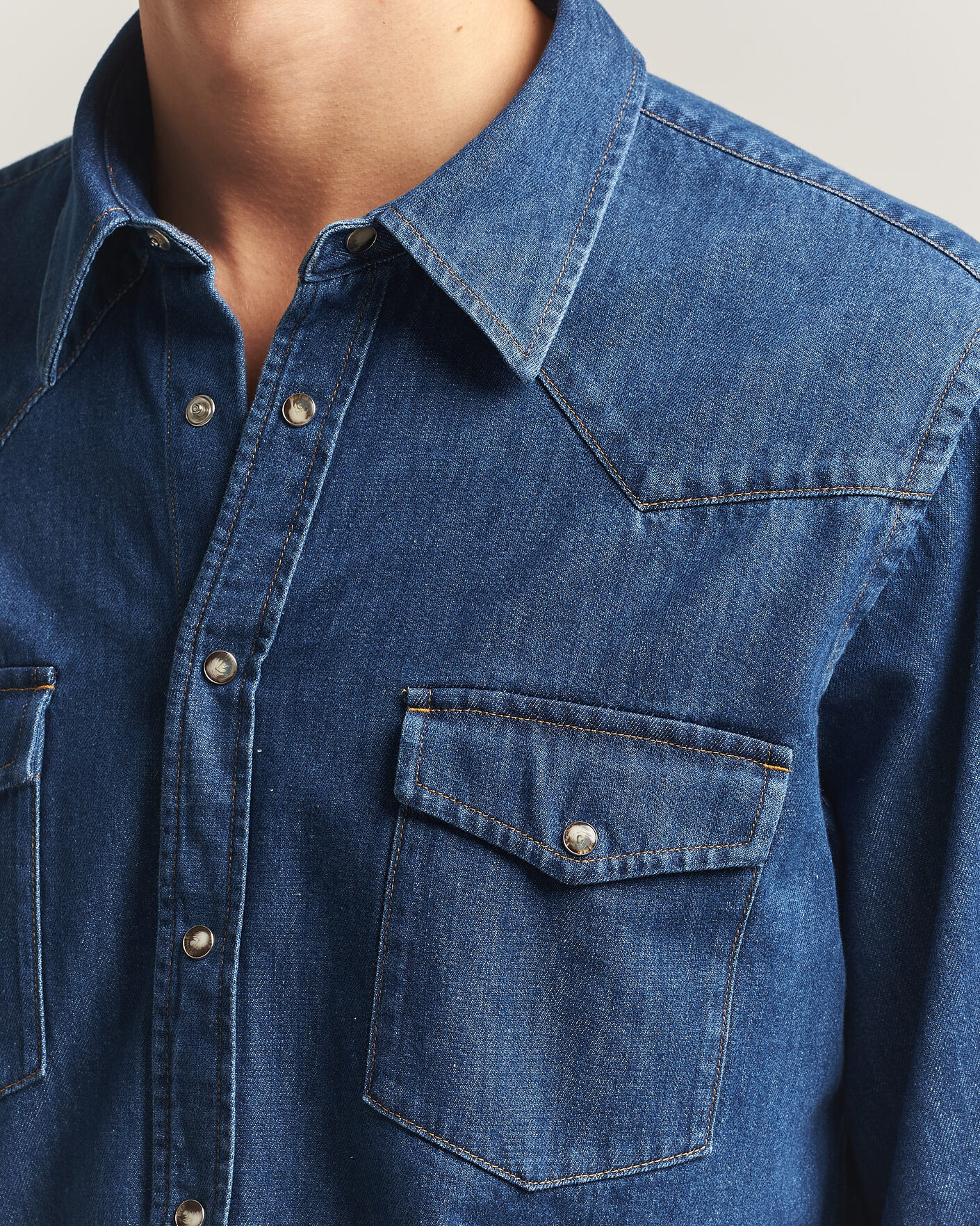 Men | Shirts | Oscar Jacobson | Straight Fit Western Shirt Blue