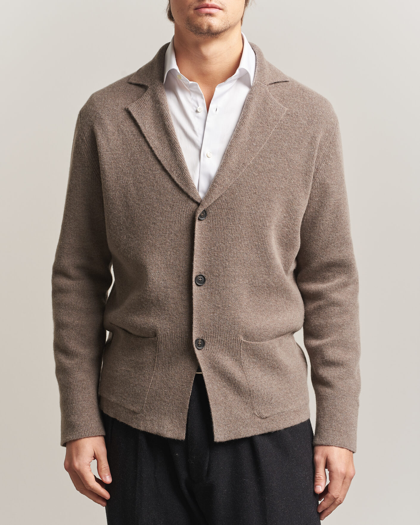 Men | Blazers | Oscar Jacobson | Antonio Knitted Blazer Taupe