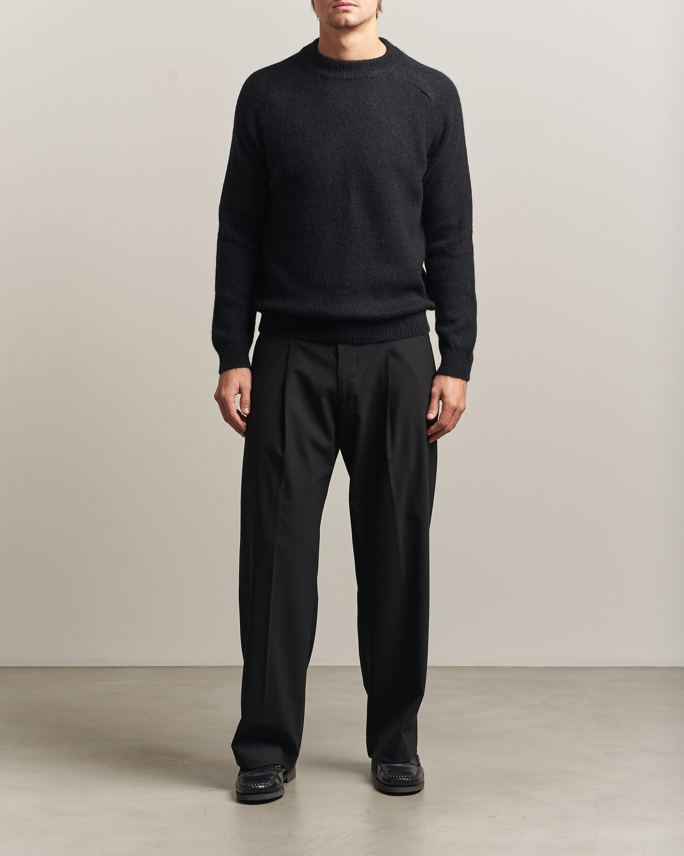 Men | Sweaters & Knitwear | Oscar Jacobson | Andie Alpacka/Merino Knitted Sweater Black