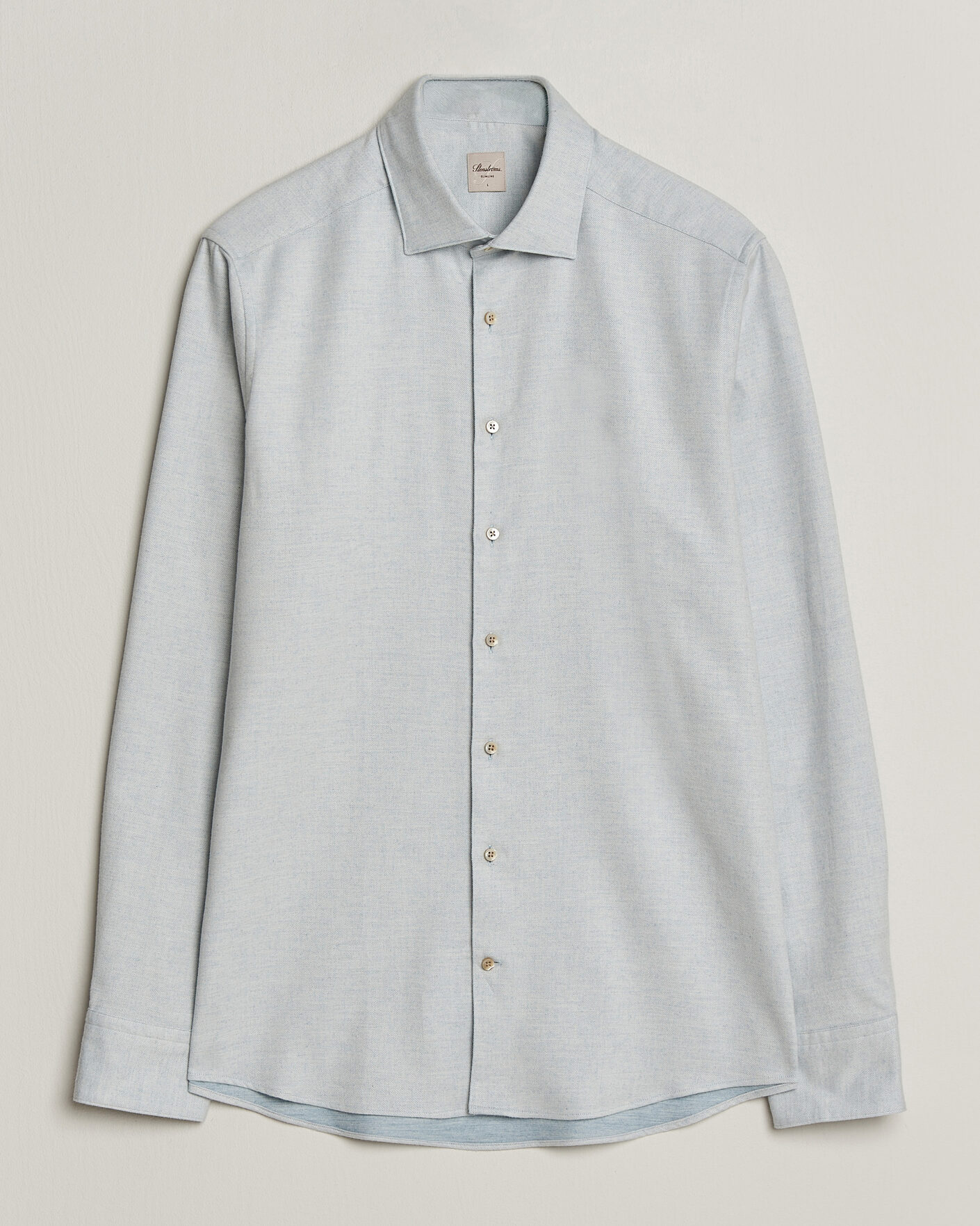 Men | Shirts | Stenströms | Slimline Flannel Shirt Light Blue