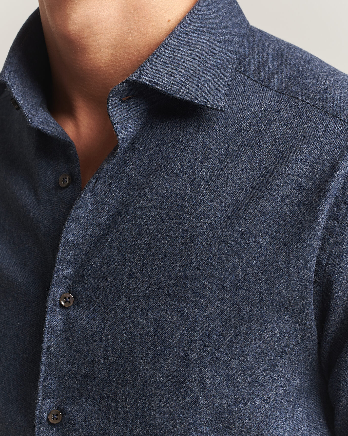 Men | Shirts | Stenströms | Slimline Flannel Shirt Navy