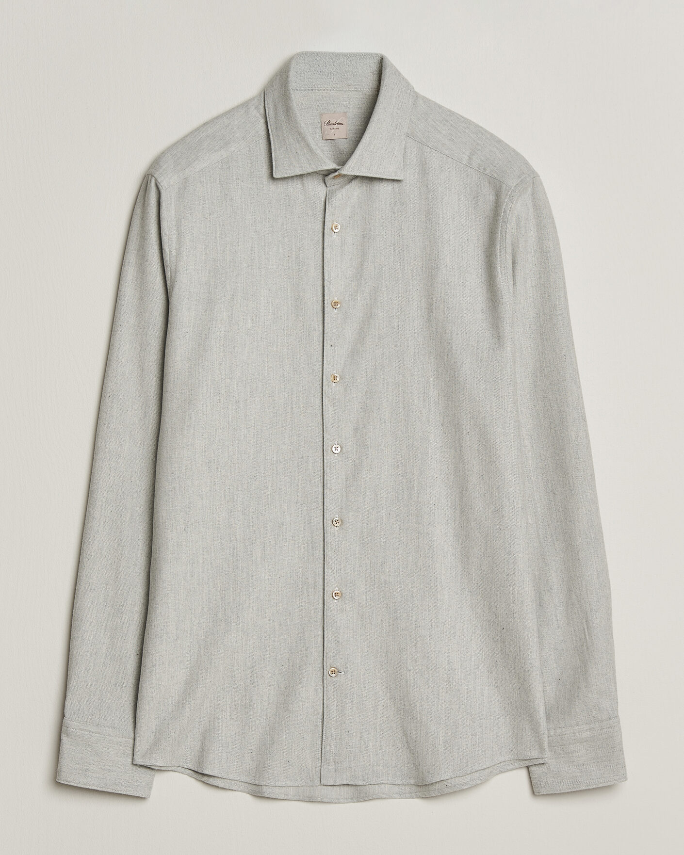 Men | Shirts | Stenströms | Slimline Flannel Shirt Light Grey
