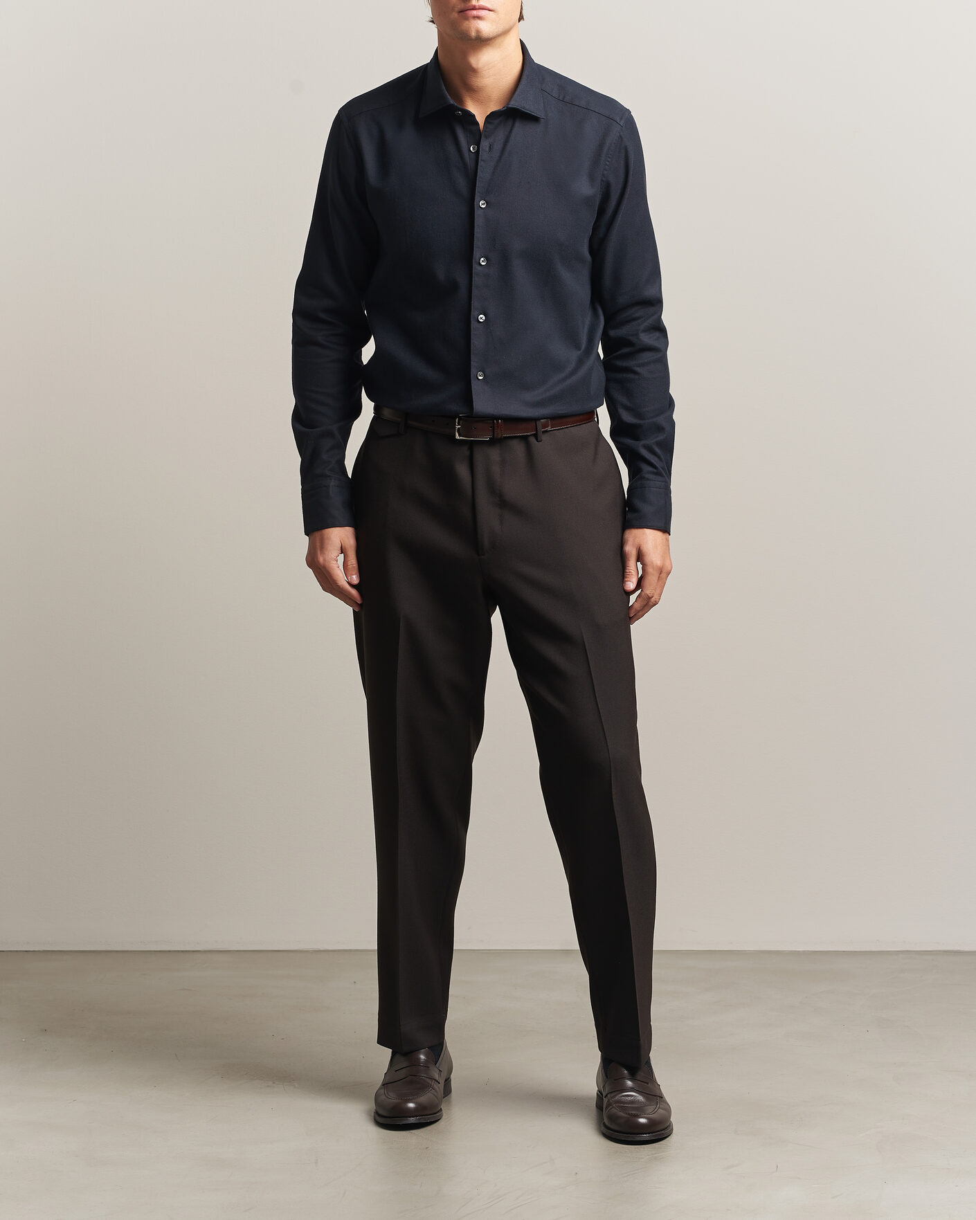 Men | Shirts | Stenströms | Slimline Flannel Shirt Black