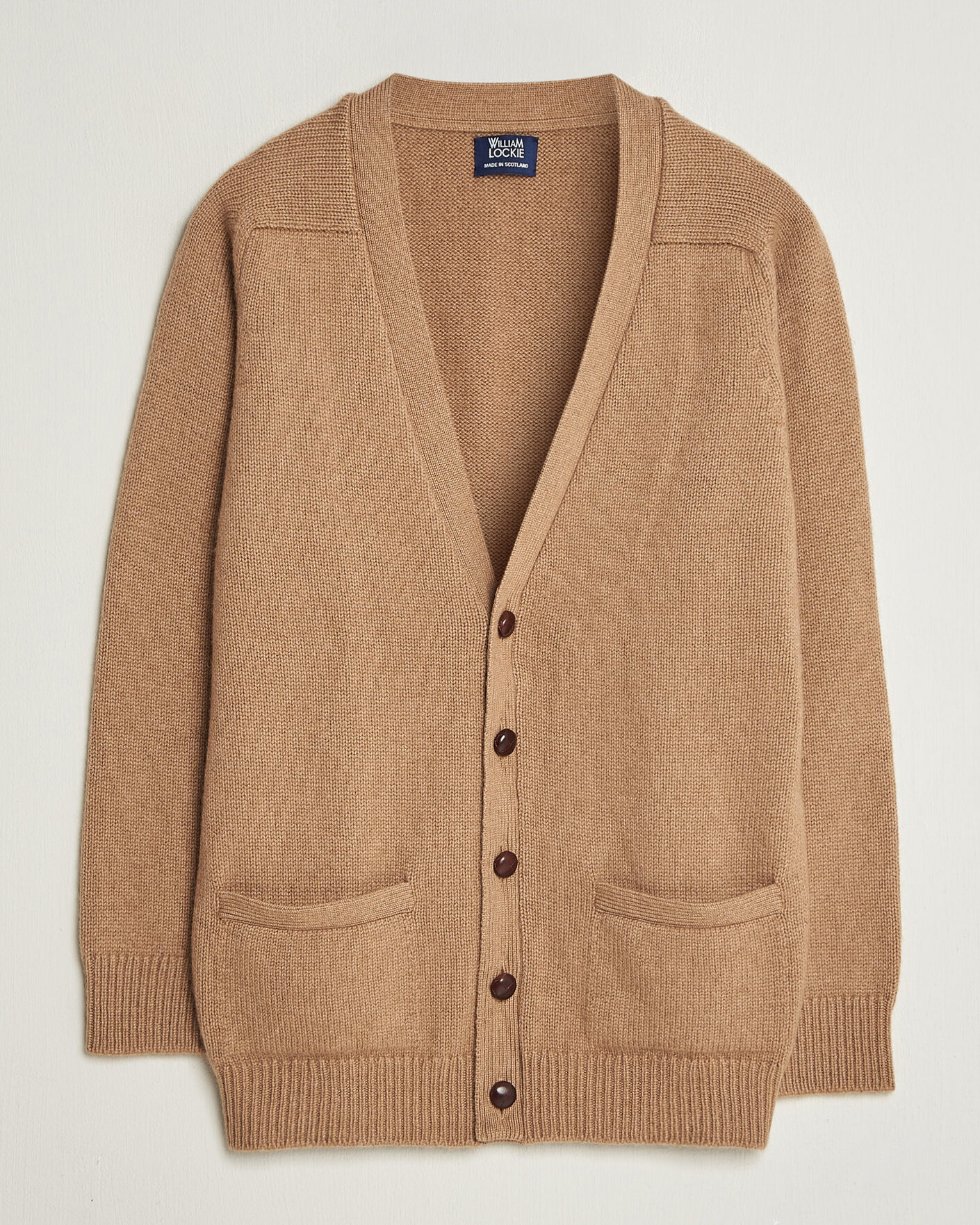 Men | Sweaters & Knitwear | William Lockie | Datchet Camelhair Cardigan Natural Brown