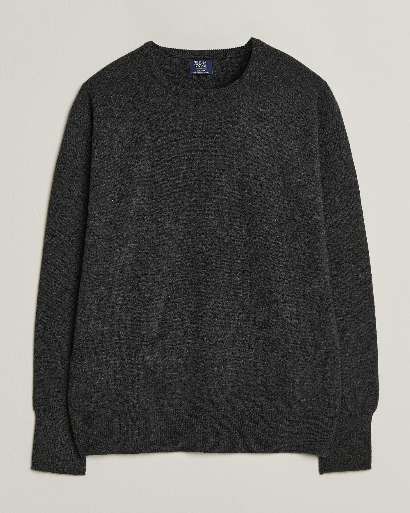 Men | Sweaters & Knitwear | William Lockie | Rob Lambswool Crewneck Charcoal
