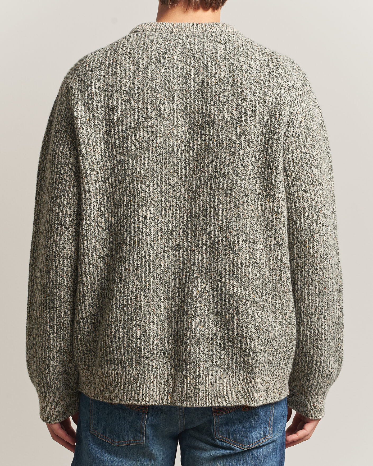 Men | Sweaters & Knitwear | Nudie Jeans | August Wool Rib Knitted Sweater Green Melange
