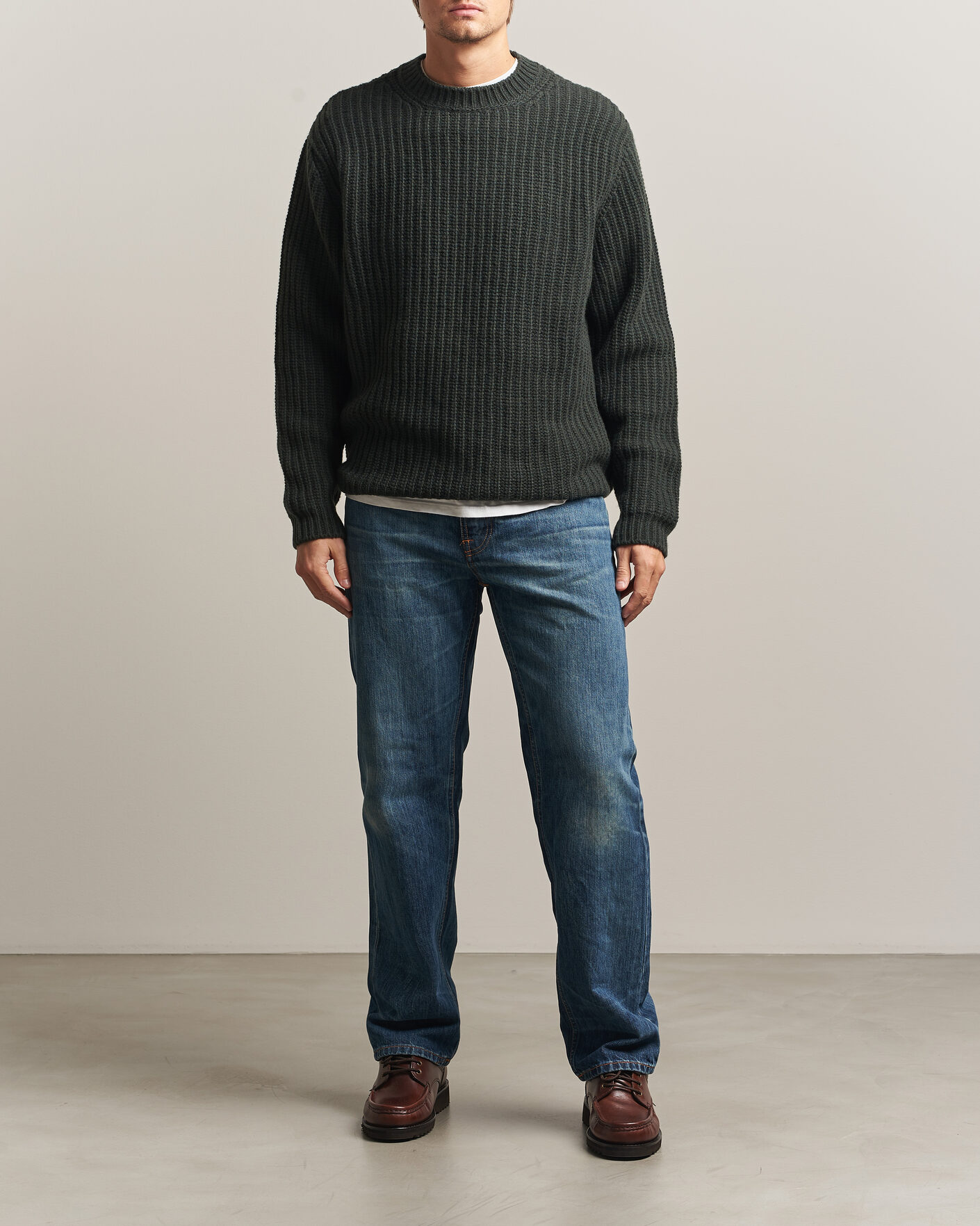Men | Sweaters & Knitwear | Nudie Jeans | Gurry Chunky Knitted Sweater Racing Green