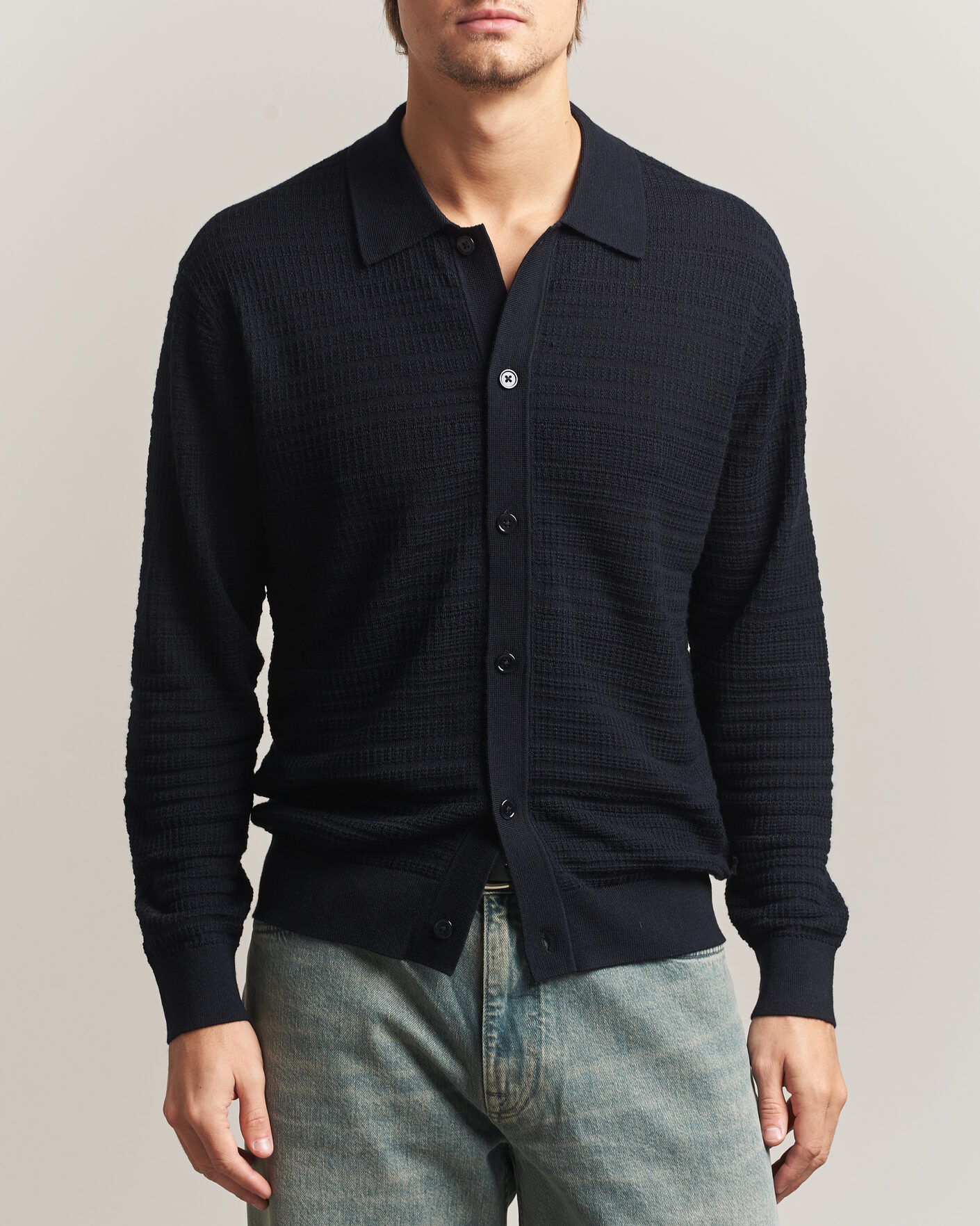 Men | Sweaters & Knitwear | NN07 | Nate Wool Knitted Cardigan Deep Navy
