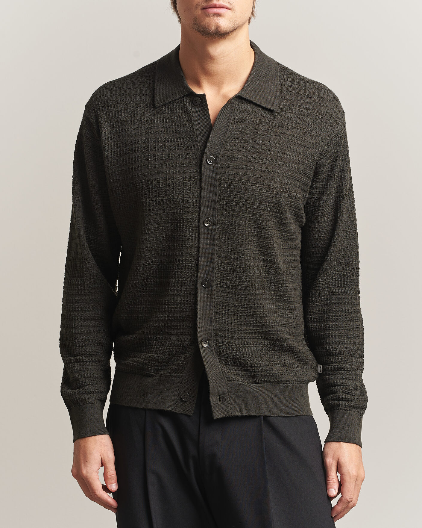 Men | Sweaters & Knitwear | NN07 | Nate Wool Knitted Cardigan Dark Army