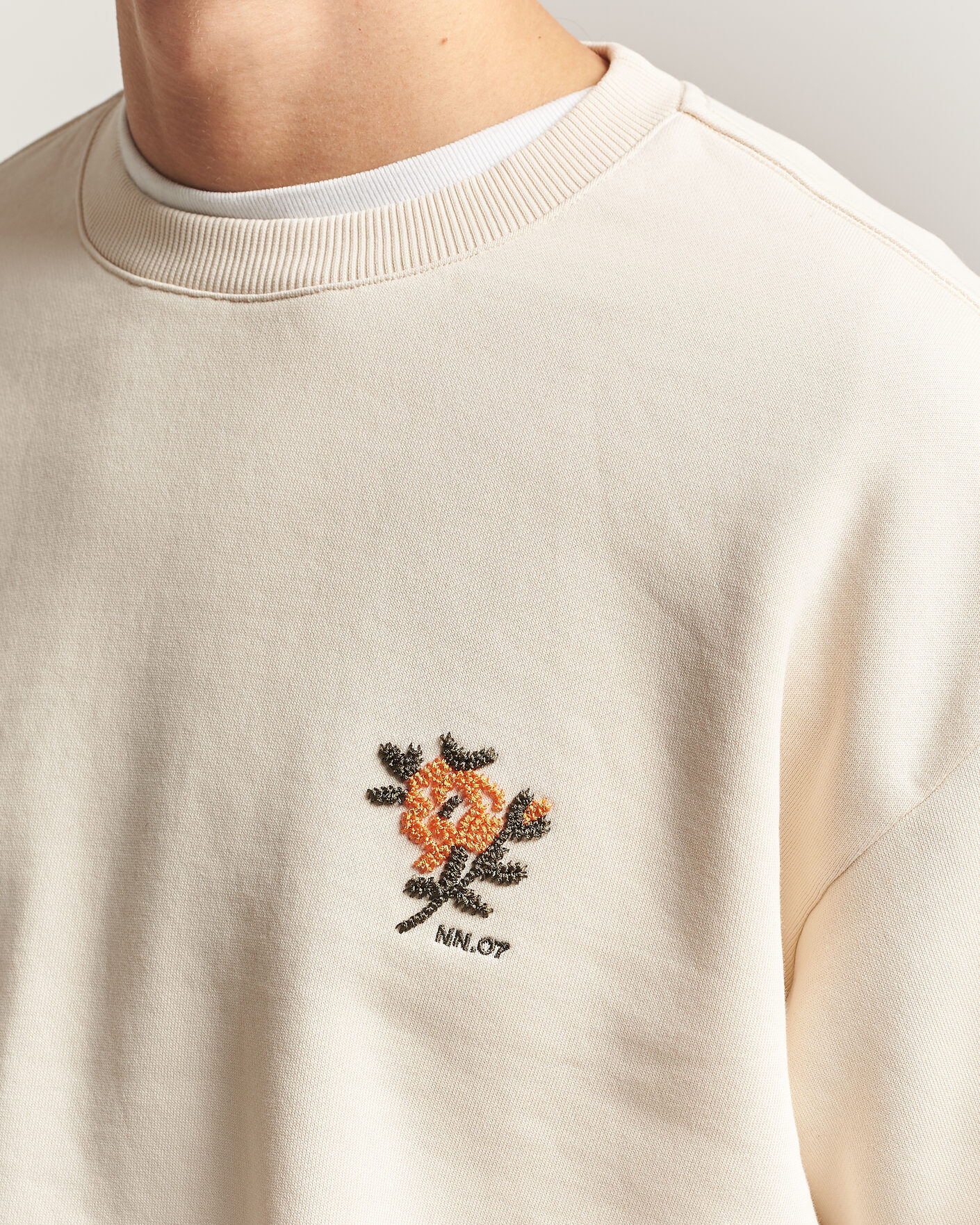 Men | Sweaters & Knitwear | NN07 | David Embroidered Sweatshirt Ivory