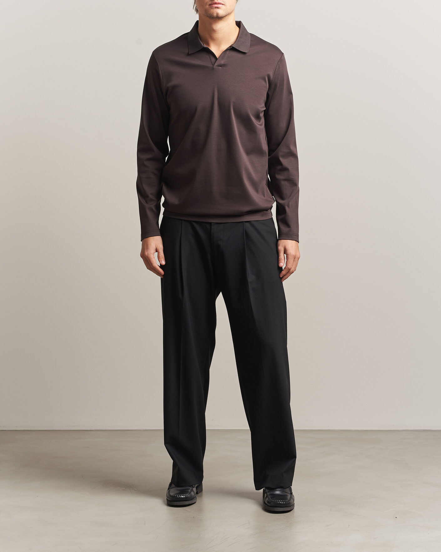 Men | Polo Shirts | NN07 | Paul Long Sleeve Polo Deep Truffle
