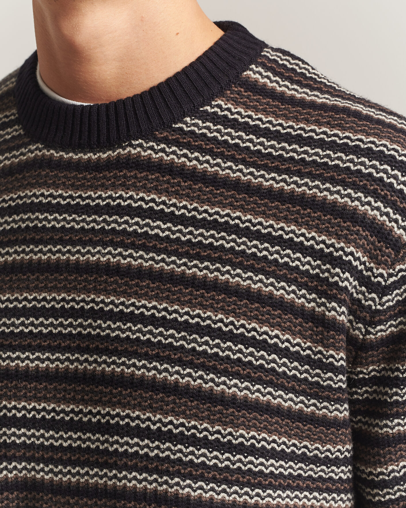 Men | Sweaters & Knitwear | NN07 | Russel Wool/Cotton Striped Sweater Black Multi
