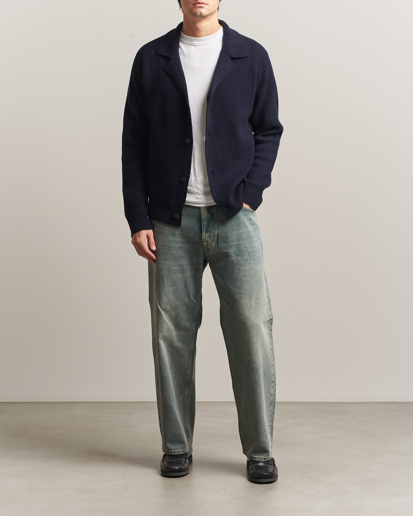 Men | Sweaters & Knitwear | NN07 | Shane Wool Knitted Cardigan Navy Blue