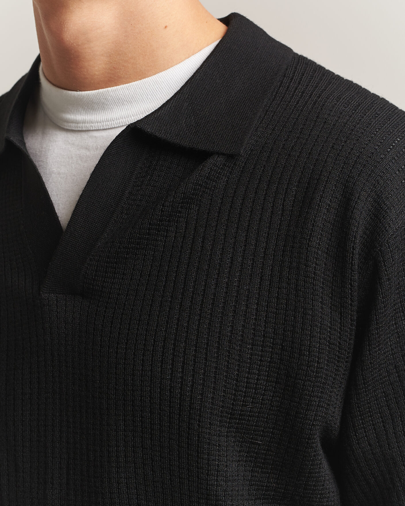 Men | Sweaters & Knitwear | NN07 | Nate Wool Knitted Polo Black