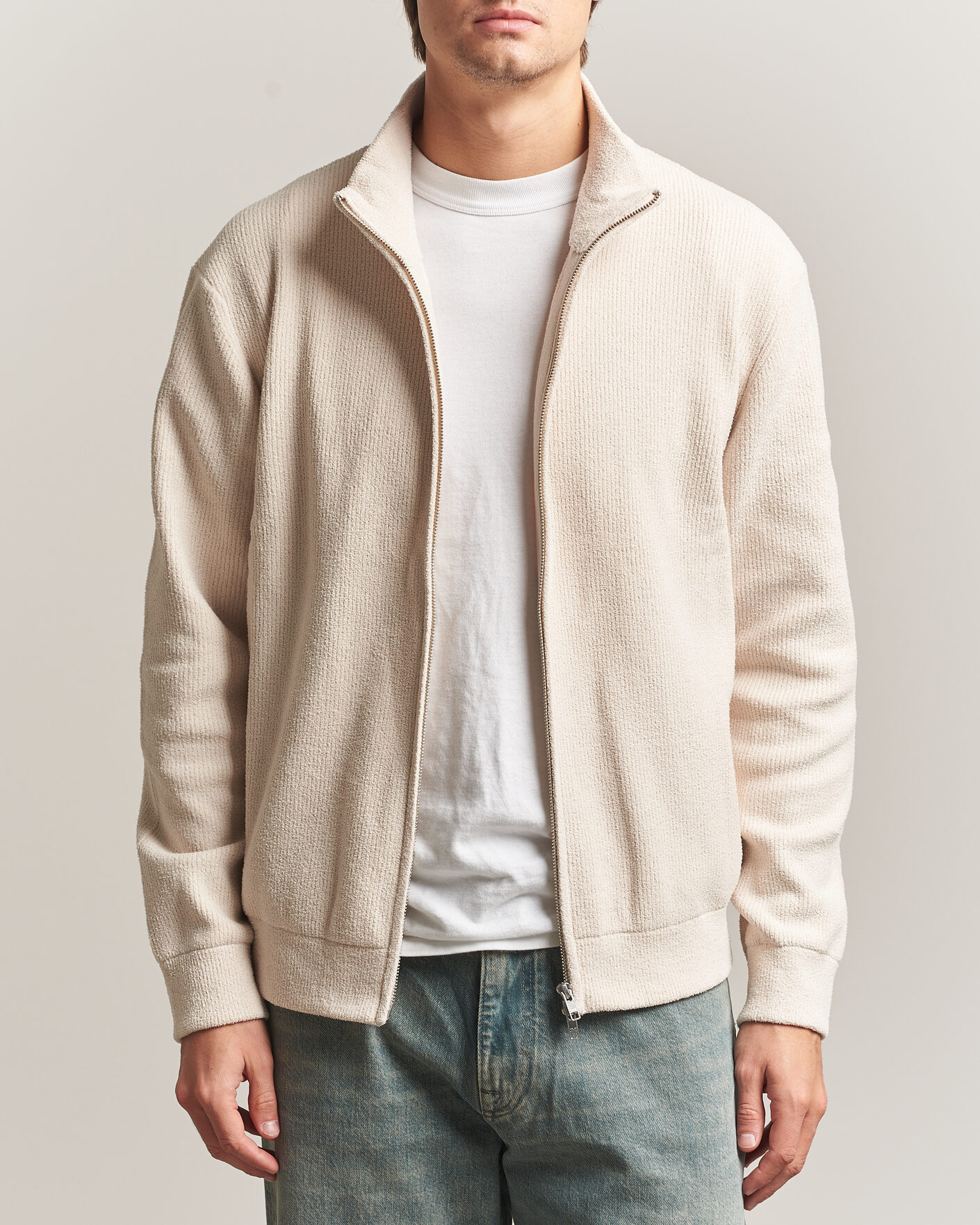 Men | Sweaters & Knitwear | NN07 | Danny Rib Knitted Full Zip Ivory