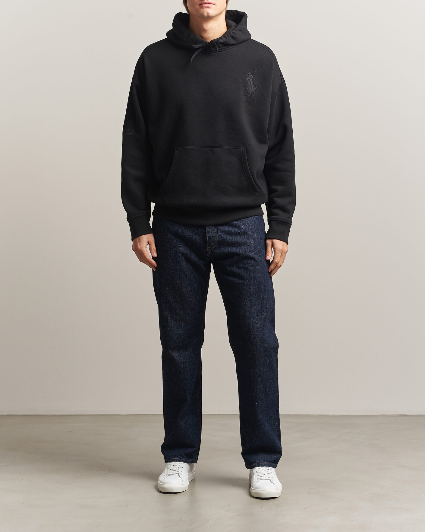 Men | Sweaters & Knitwear | Polo Ralph Lauren | Heavy Weight Tonal Pony Hoodie Polo Black