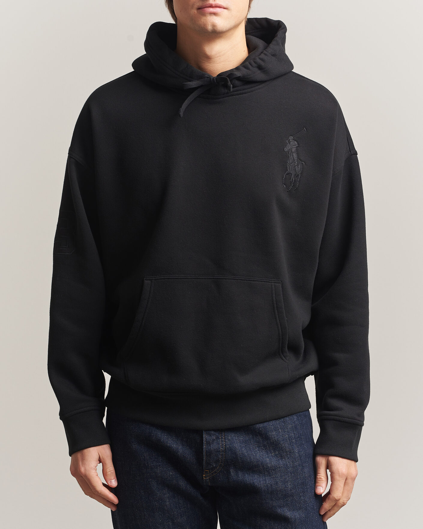 Men | Sweaters & Knitwear | Polo Ralph Lauren | Heavy Weight Tonal Pony Hoodie Polo Black
