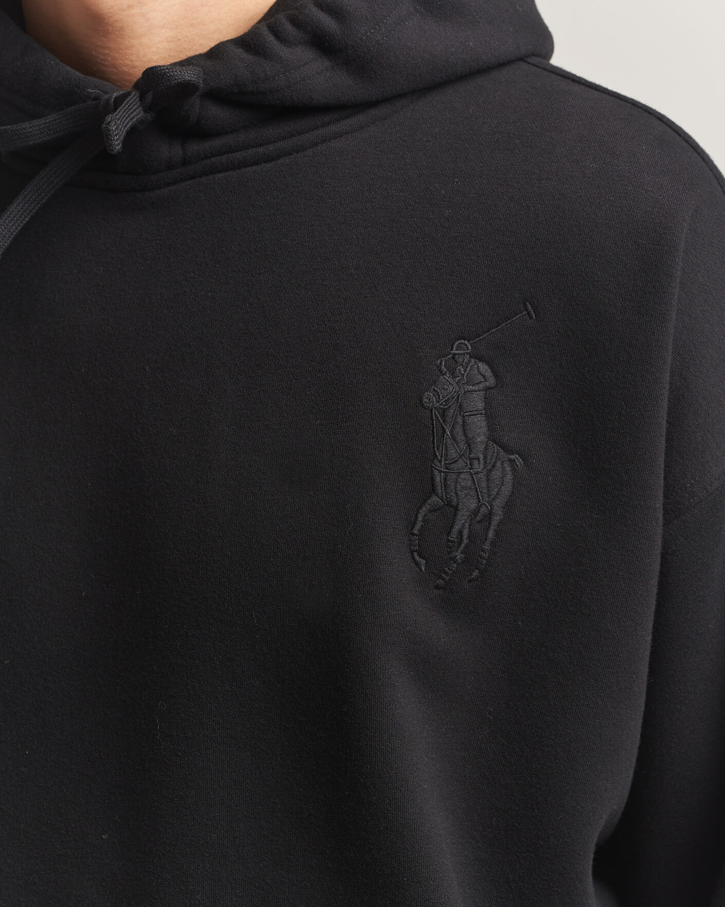 Men | Sweaters & Knitwear | Polo Ralph Lauren | Heavy Weight Tonal Pony Hoodie Polo Black
