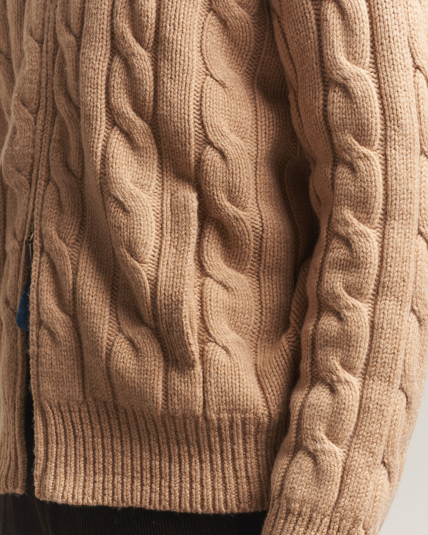 Men | Sweaters & Knitwear | Polo Ralph Lauren | Wool/Alpaca Cable Full-Zip Camel Melange