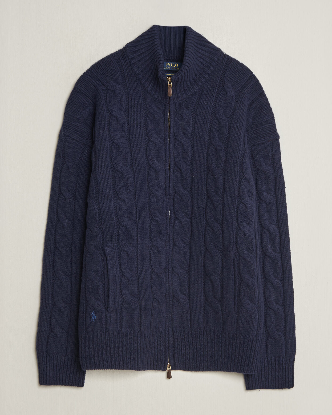 Men | Sweaters & Knitwear | Polo Ralph Lauren | Wool/Alpaca Cable Full-Zip Hunter Navy