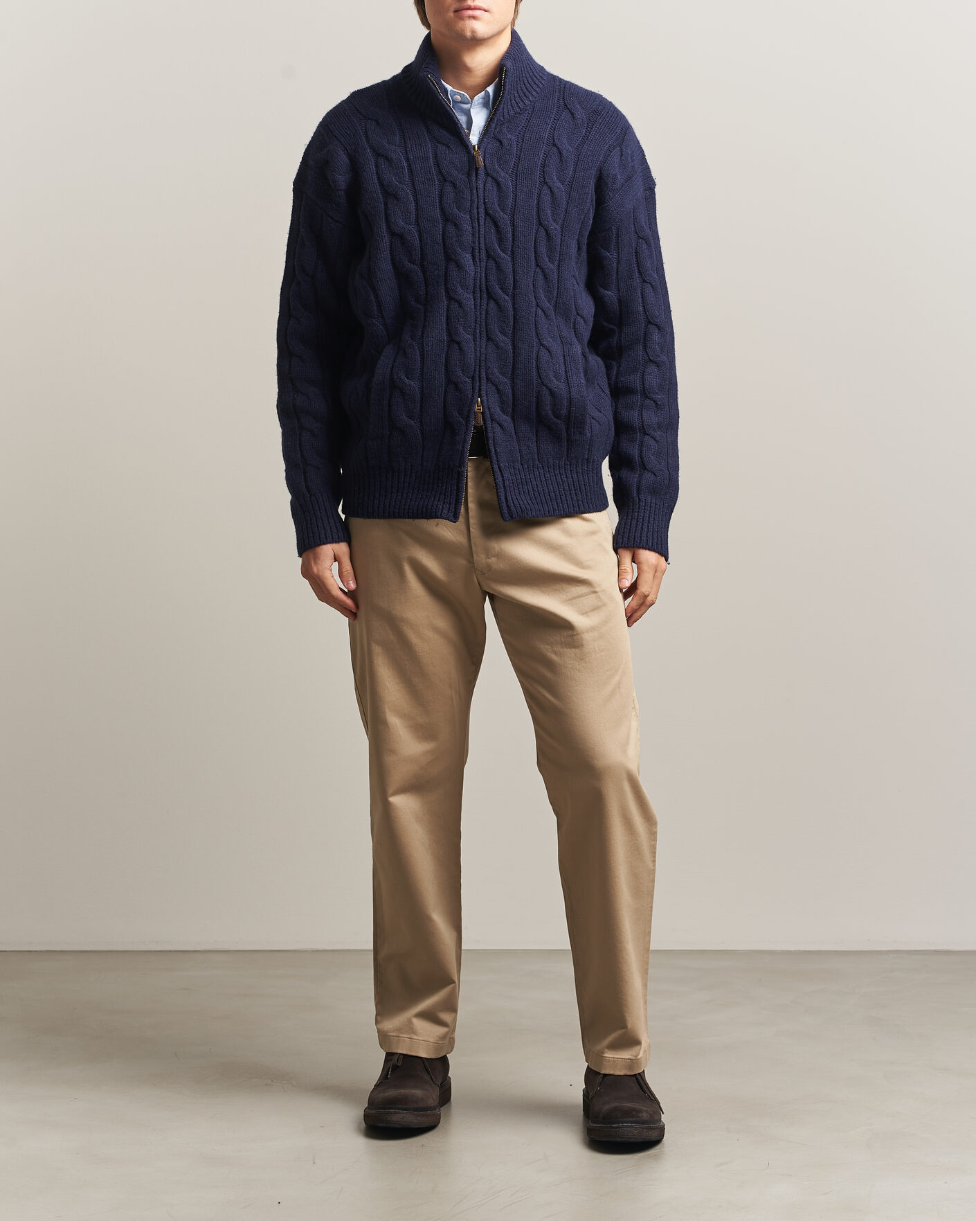 Men | Sweaters & Knitwear | Polo Ralph Lauren | Wool/Alpaca Cable Full-Zip Hunter Navy