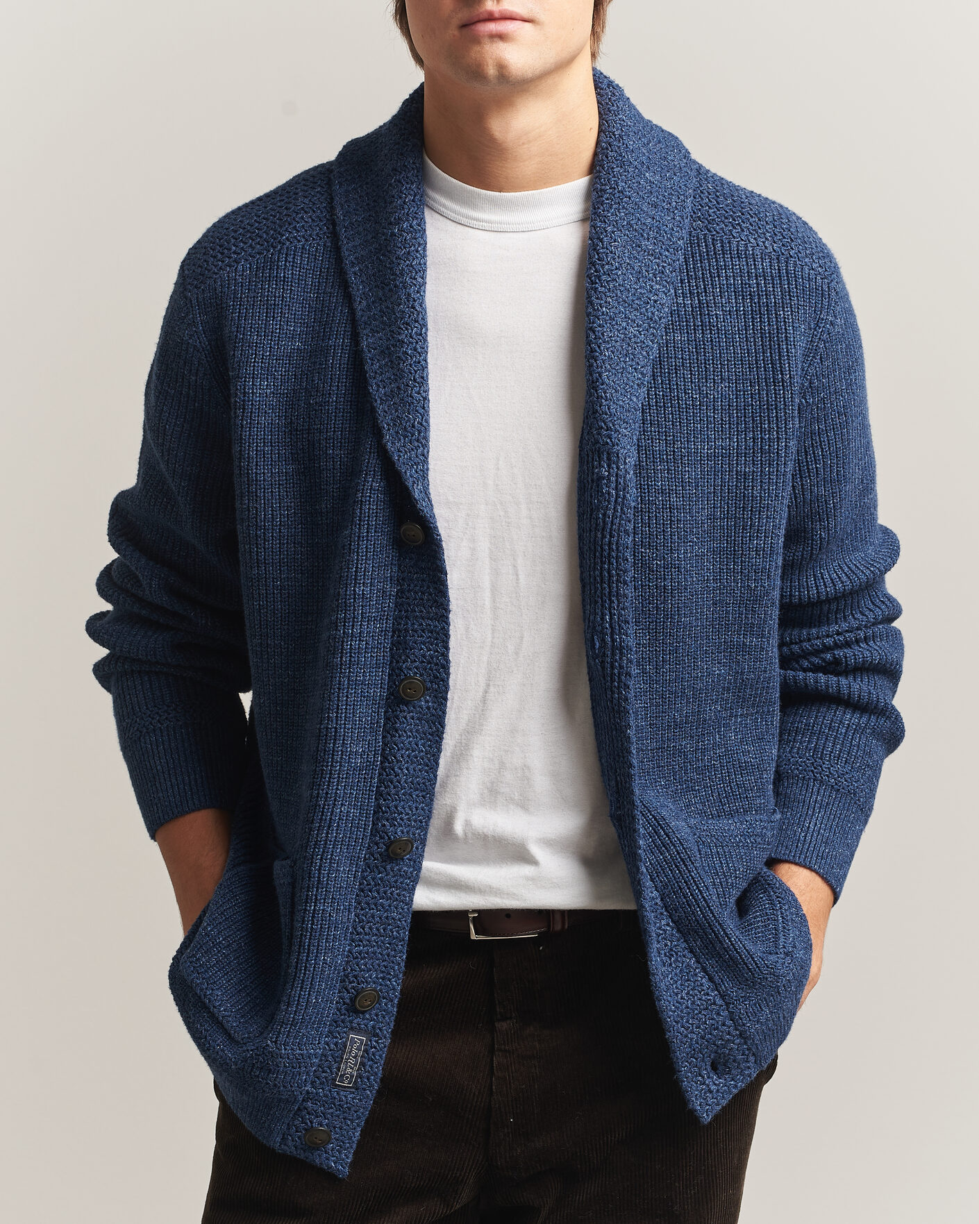 Men | Sweaters & Knitwear | Polo Ralph Lauren | Cotton Shawl Cardigan Blue Marl