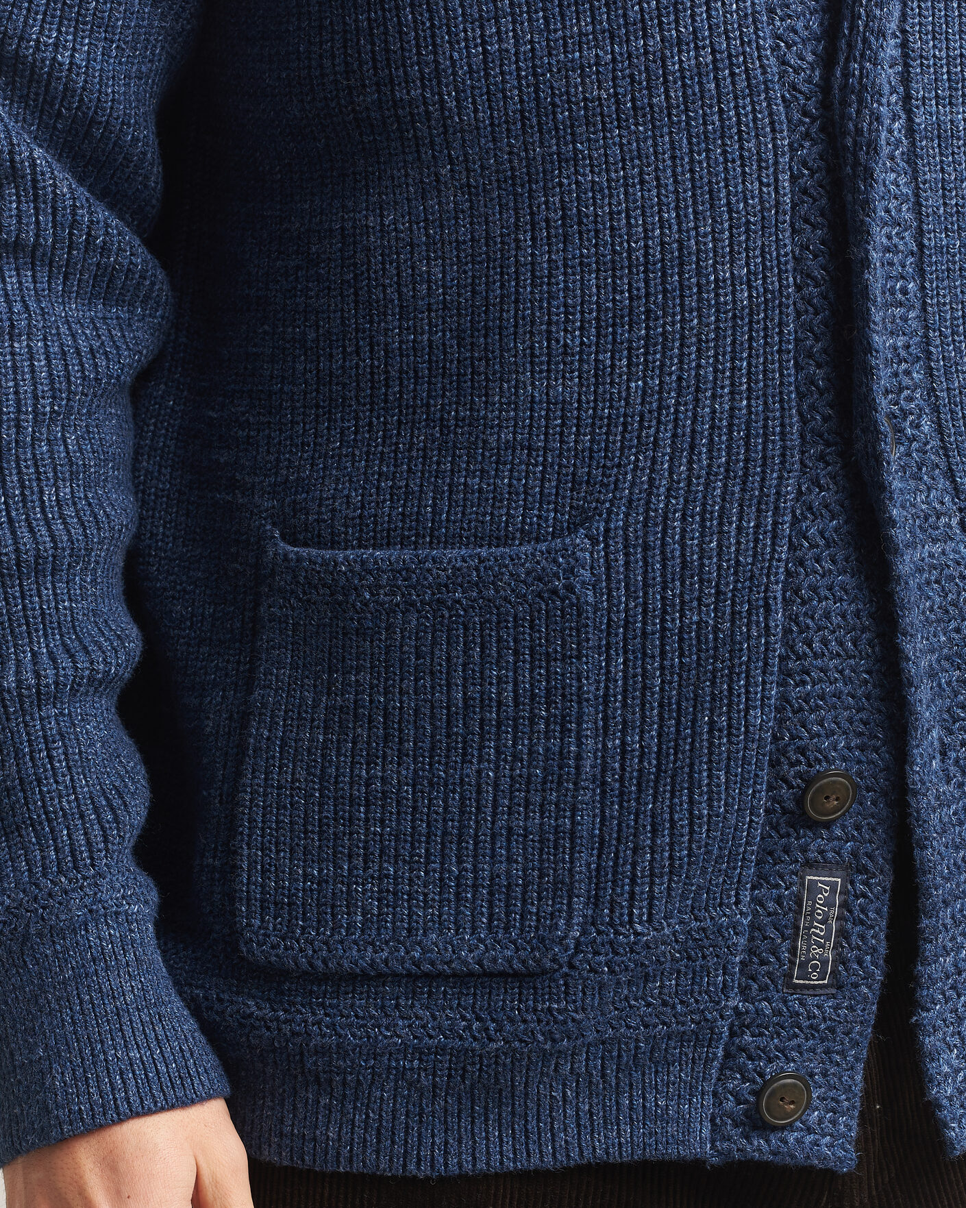Men | Sweaters & Knitwear | Polo Ralph Lauren | Cotton Shawl Cardigan Blue Marl