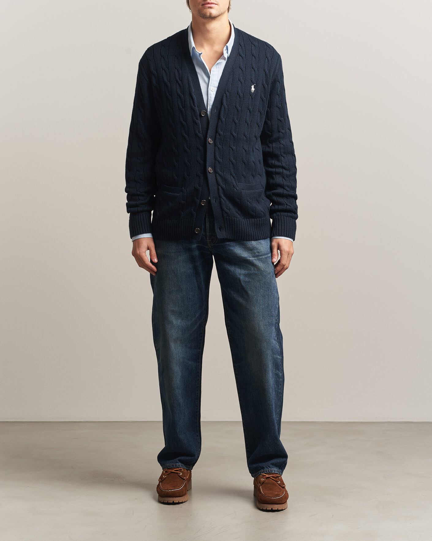Men | Sweaters & Knitwear | Polo Ralph Lauren | Cotton Cable Cardigan Hunter Navy