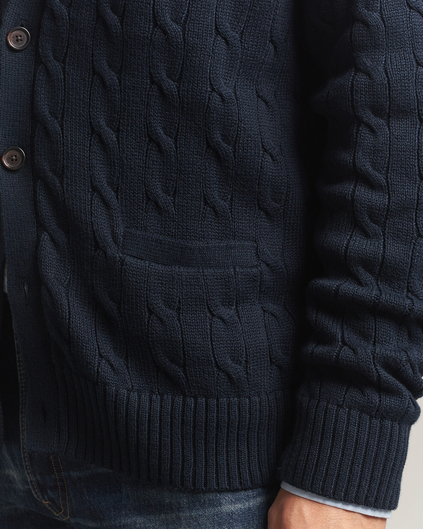 Men | Sweaters & Knitwear | Polo Ralph Lauren | Cotton Cable Cardigan Hunter Navy