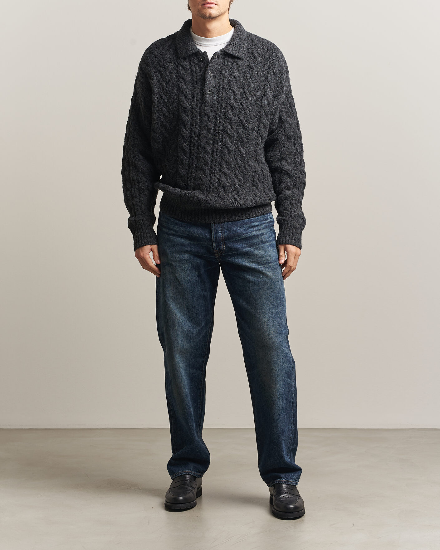 Men | Sweaters & Knitwear | Polo Ralph Lauren | Wool Blend Aran Sweater Hawks Eye Heather