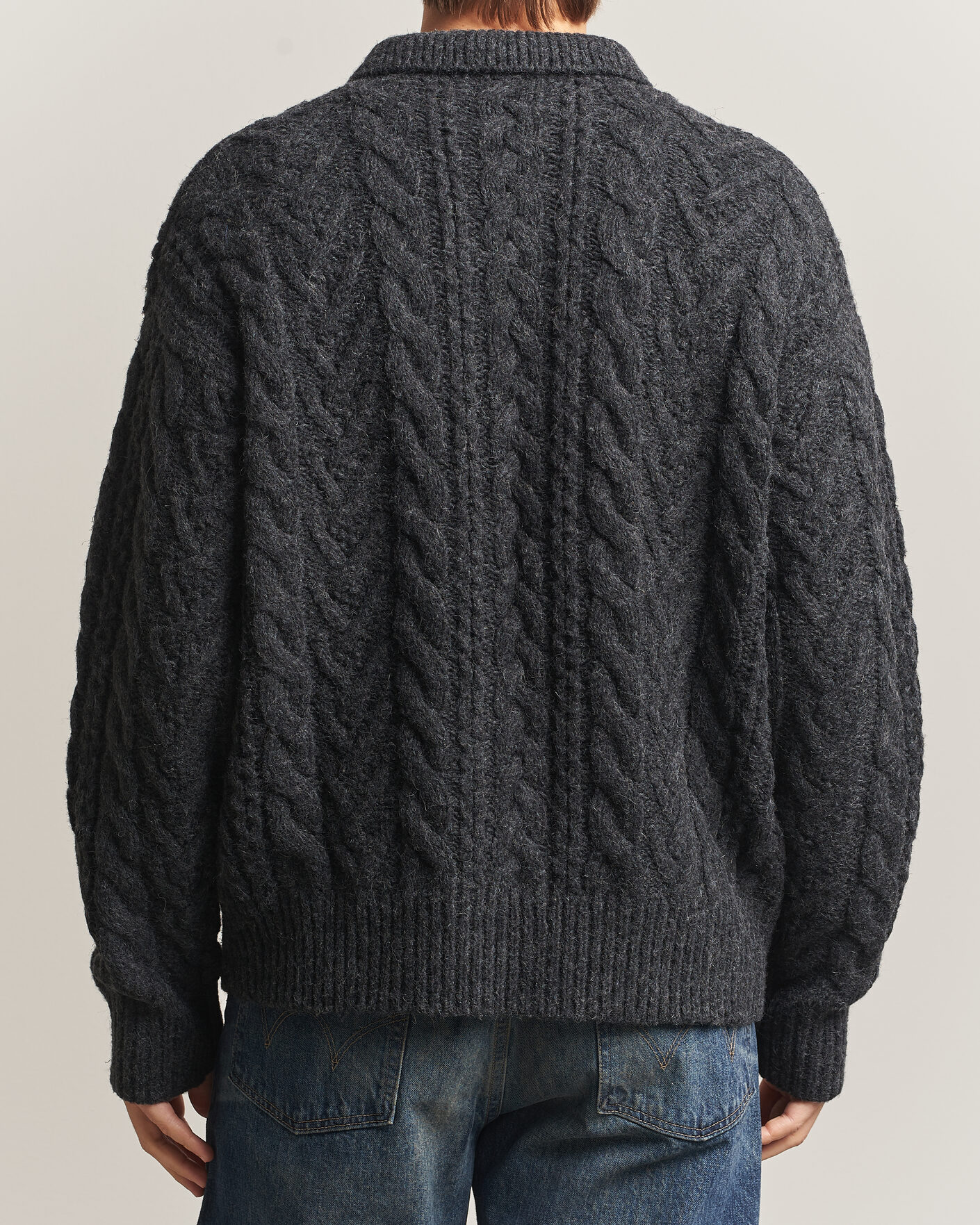 Men | Sweaters & Knitwear | Polo Ralph Lauren | Wool Blend Aran Sweater Hawks Eye Heather