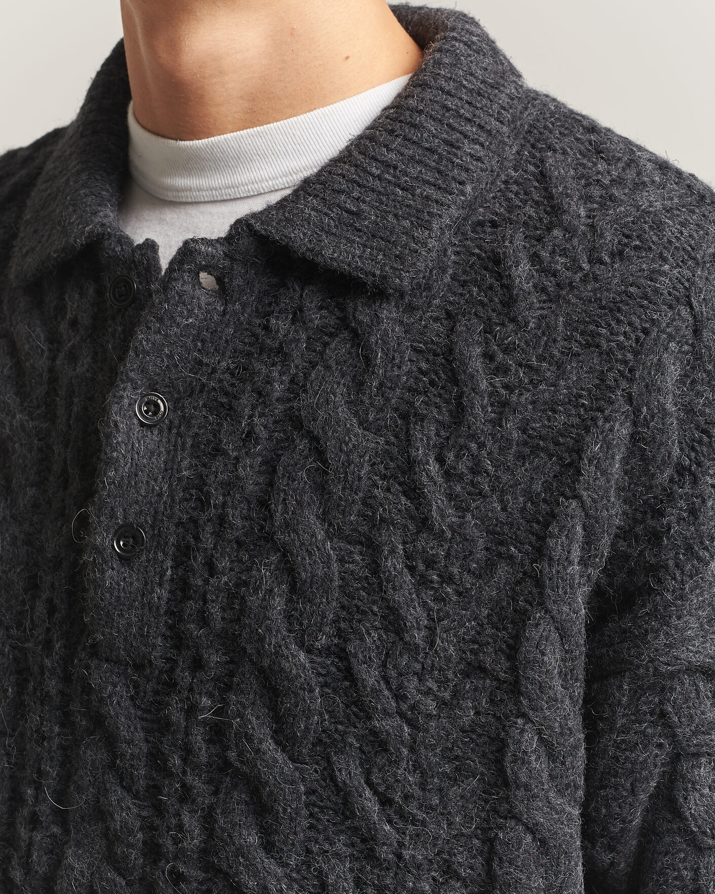 Men | Sweaters & Knitwear | Polo Ralph Lauren | Wool Blend Aran Sweater Hawks Eye Heather