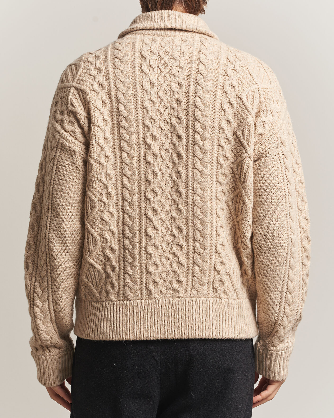 Men | Sweaters & Knitwear | Polo Ralph Lauren | Wool/Alpaca Aran Full-Zip Jicama Brown Heather