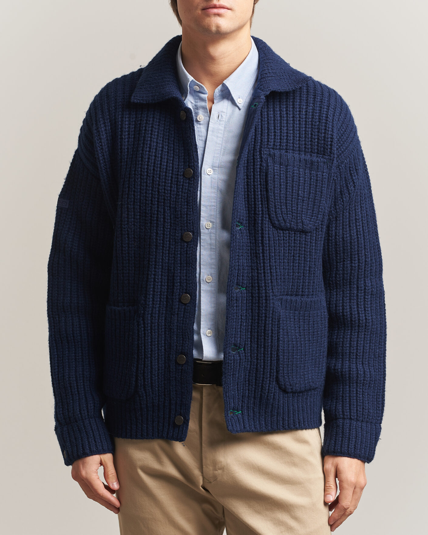 Men | Sweaters & Knitwear | Polo Ralph Lauren | Wool Blend Button Cardigan Blue Stonecrop