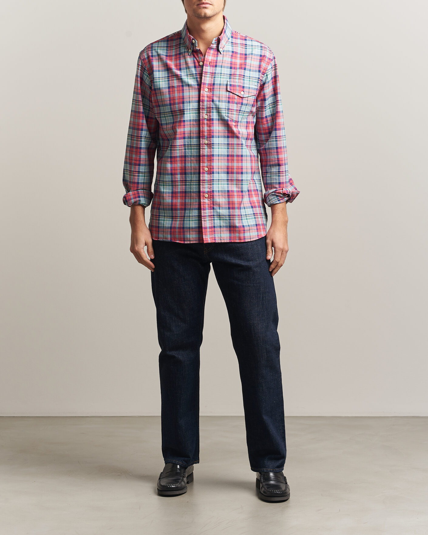 Men | Shirts | Polo Ralph Lauren | Classic Fit Checked Oxford Sport Shirt Red Dusty Blue
