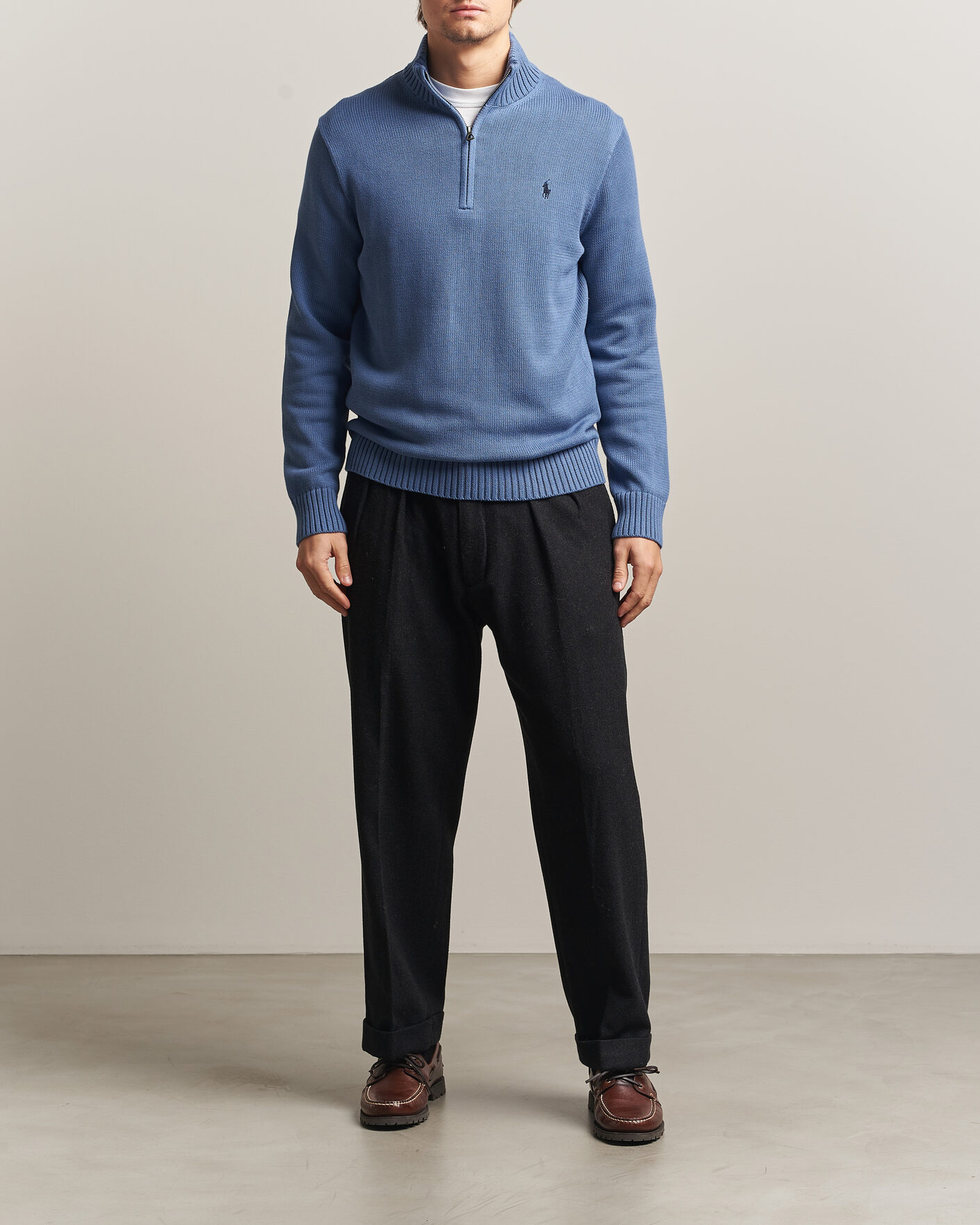 Men | Sweaters & Knitwear | Polo Ralph Lauren | Cotton Half Zip Carson Blue
