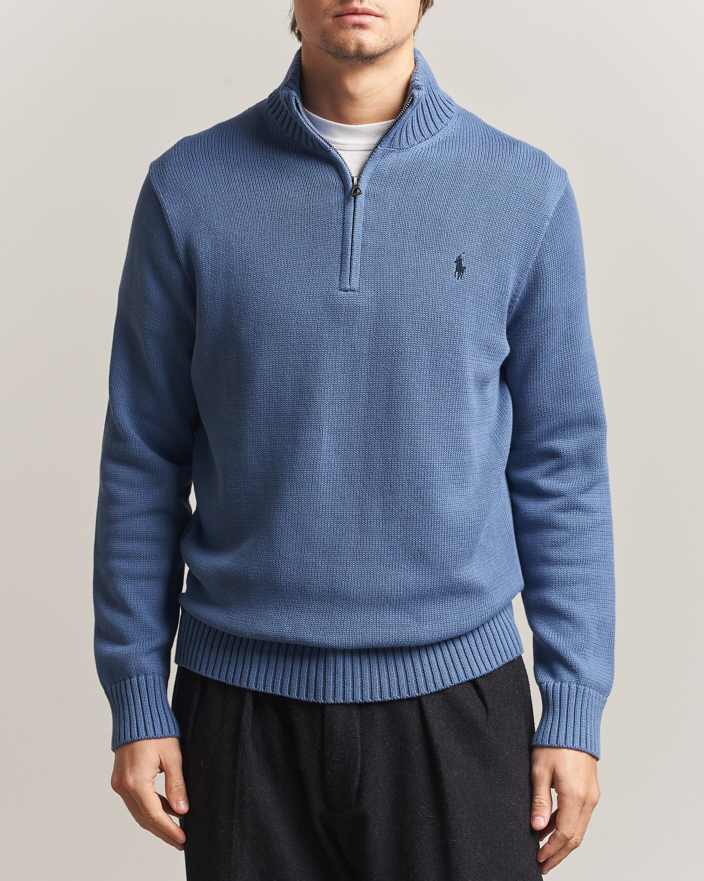 Men | Sweaters & Knitwear | Polo Ralph Lauren | Cotton Half Zip Carson Blue