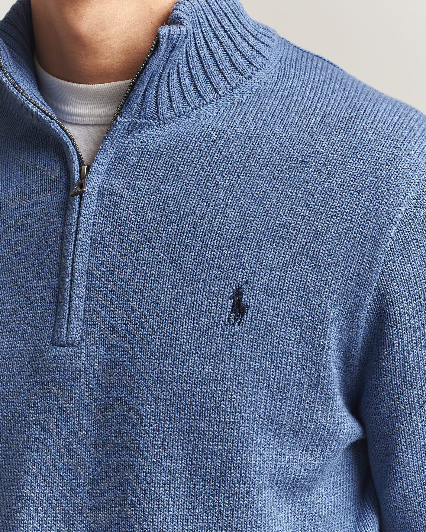Men | Sweaters & Knitwear | Polo Ralph Lauren | Cotton Half Zip Carson Blue