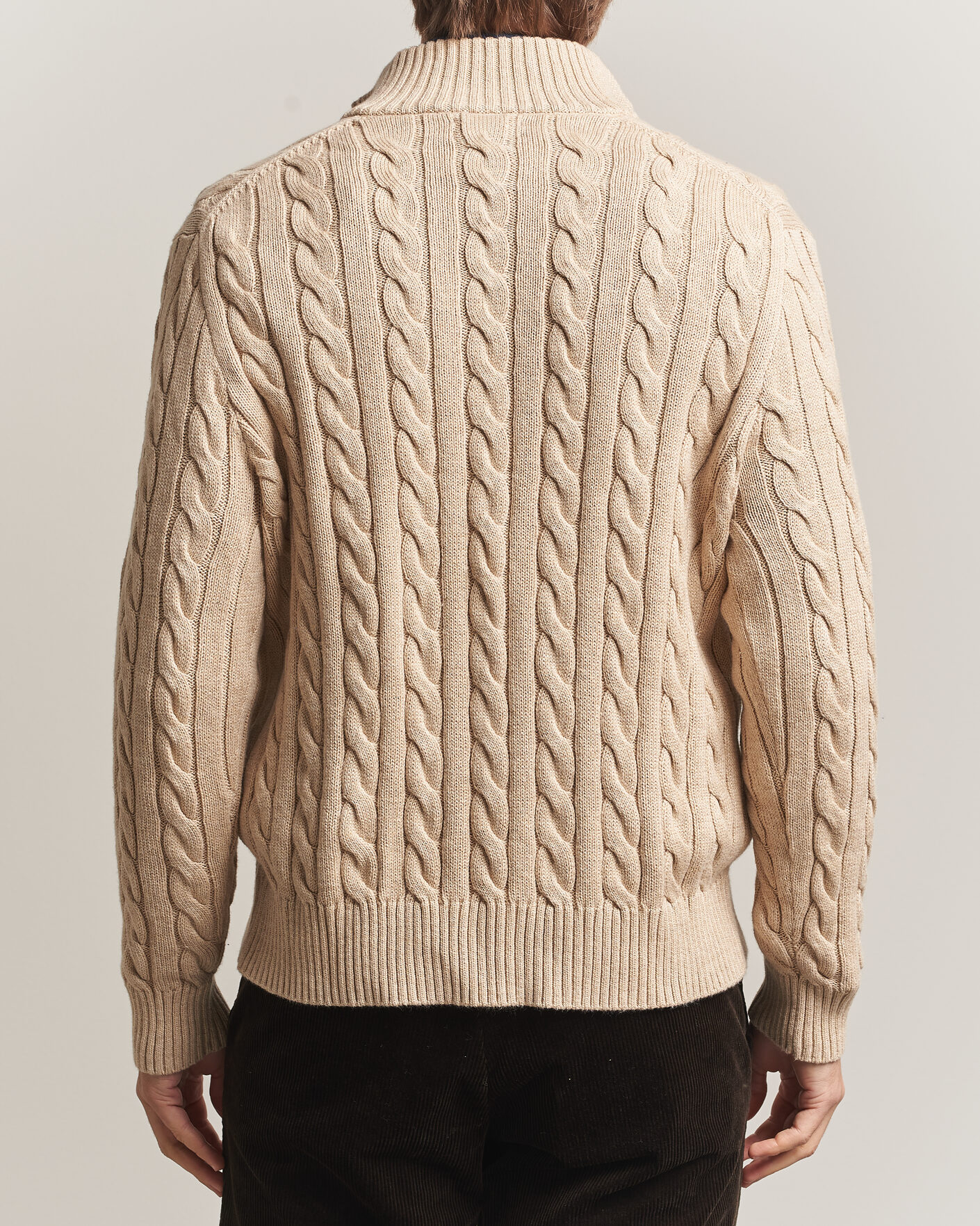 Men | Sweaters & Knitwear | Polo Ralph Lauren | Cotton Cable Half Zip Brown Heather